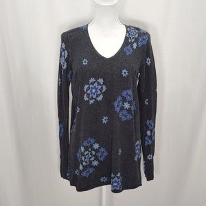 Kirra Charcoal with Blue Long Sleeve Tunic Size L